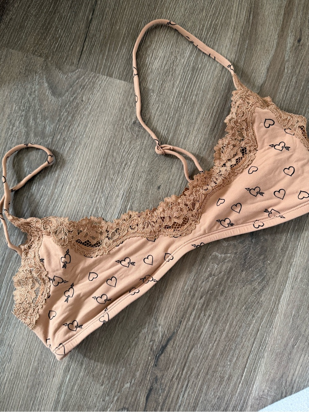 Skims Lace Scoop Bralette Heart Print